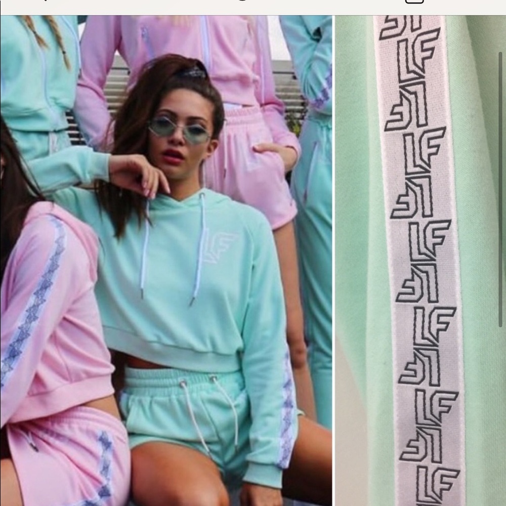 New! LF/cropped hooded mint sweatshirt NWT